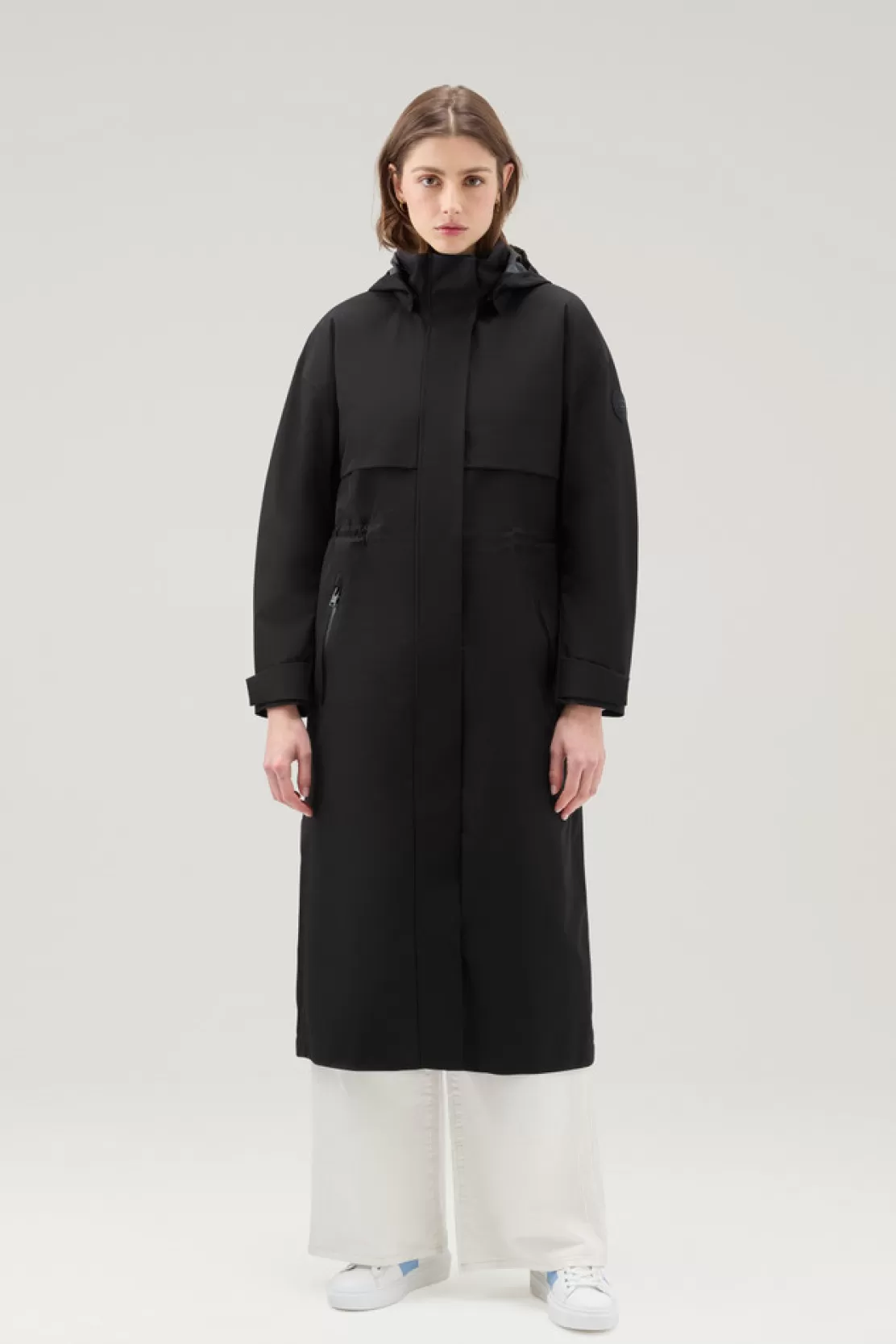 Woolrich Wasserdichter Parka Aus Light Stretch-Gewebe Mit Abnehmbarer Kapuze Black Fashion