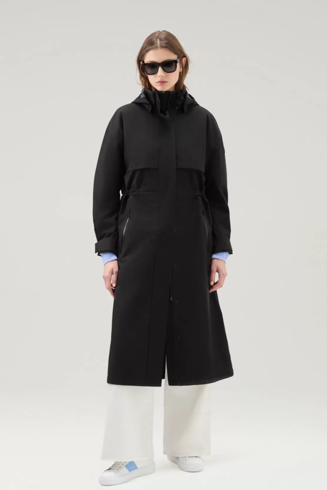 Woolrich Wasserdichter Parka Aus Light Stretch-Gewebe Mit Abnehmbarer Kapuze Black Fashion