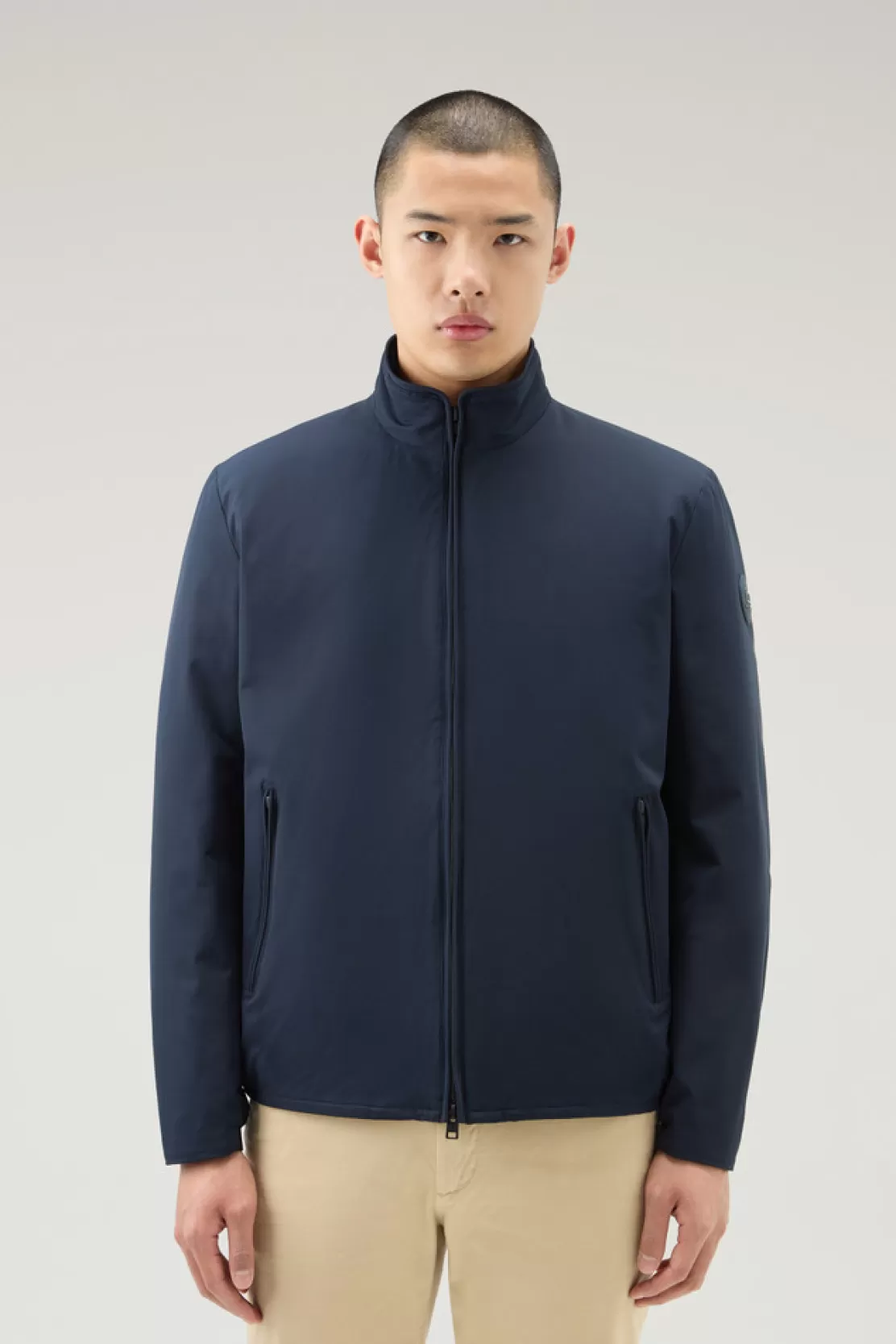 Woolrich Wattierte Bomberjacke Sailing Melton Blue Outlet