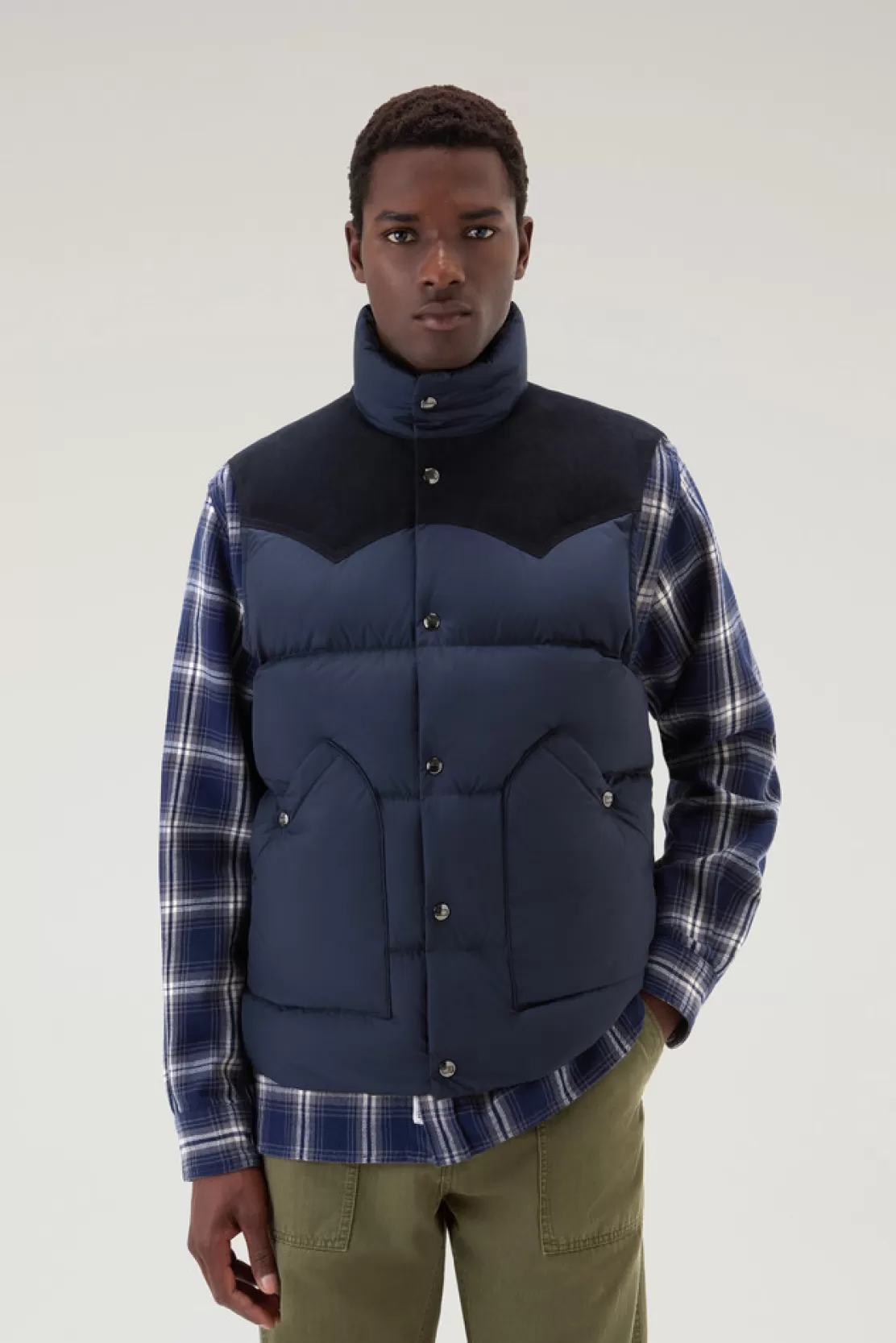 Woolrich Wattierte Western-Weste Melton Blue Best