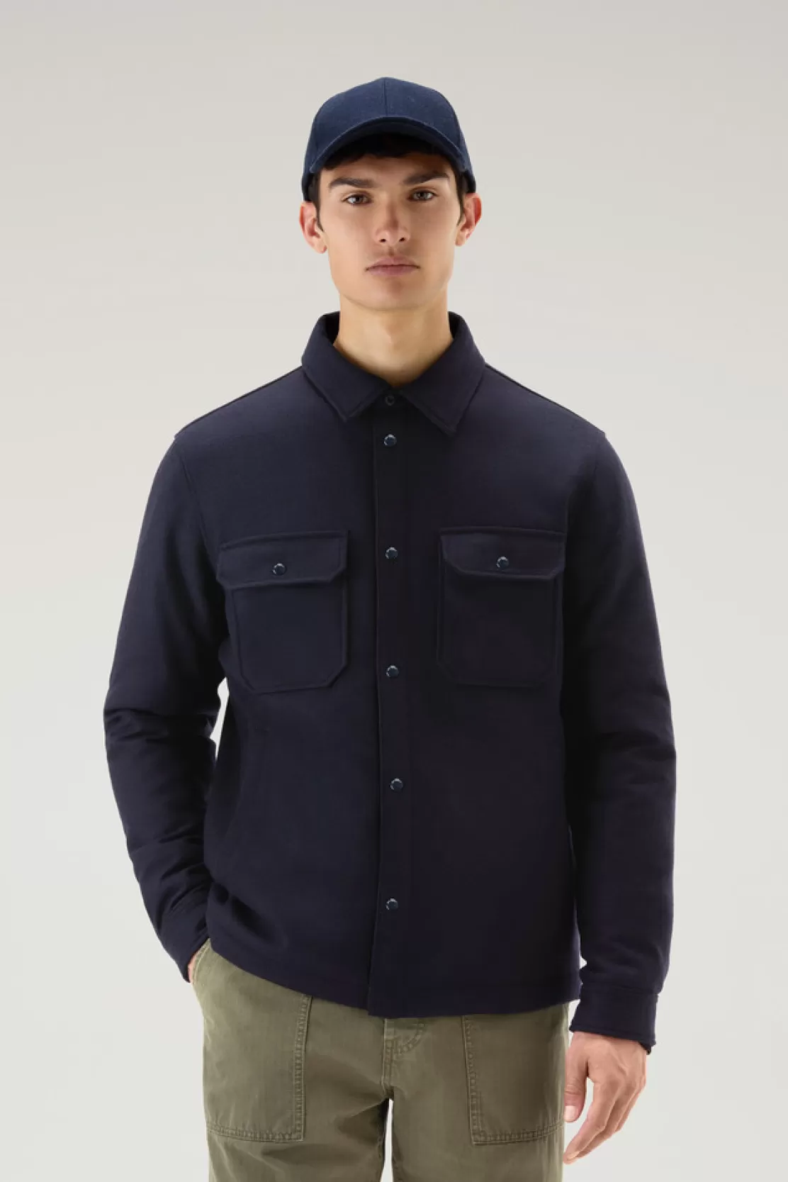 Woolrich Wattiertes Alaskan Overshirt Aus Recycelter, Italienischer Wollmischung Melton Blue Outlet