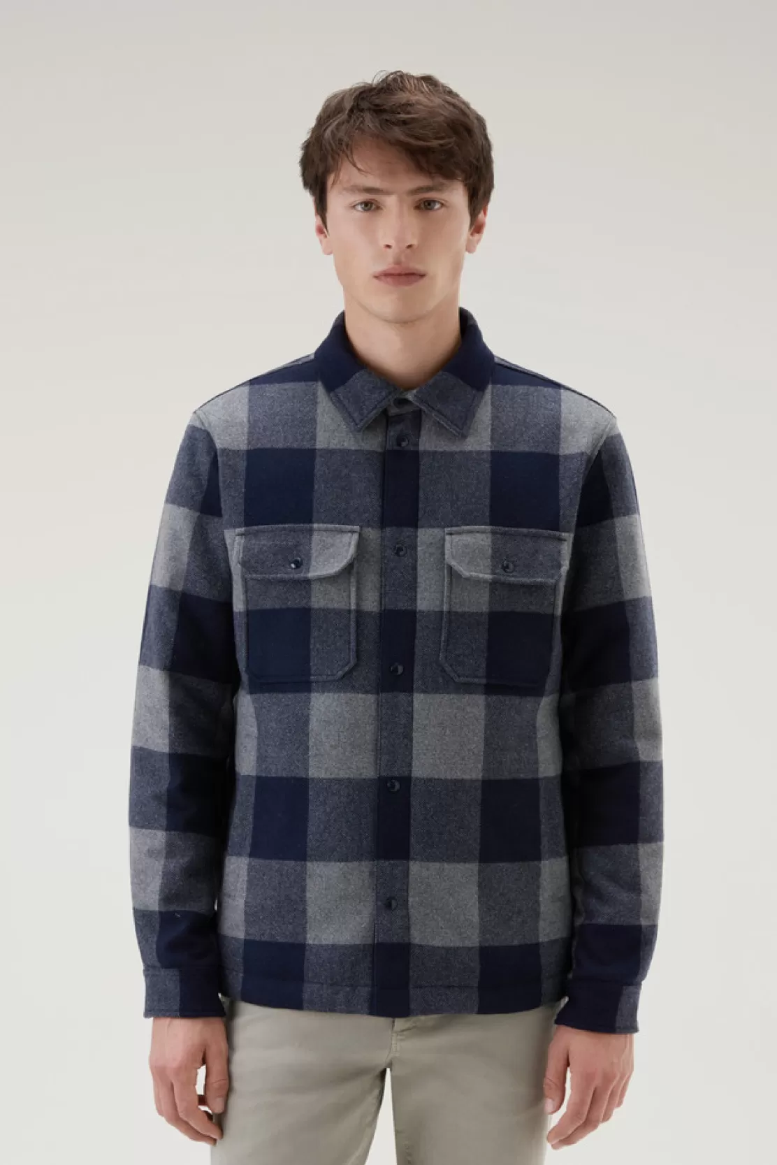 Woolrich Wattiertes Alaskan Overshirt Aus Recycelter, Italienischer Wollmischung Blue Buffalo Best