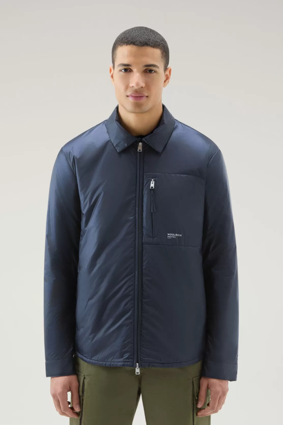 Woolrich Wattiertes Overshirt Aus Recyceltem Pertex Quantum Melton Blue Shop