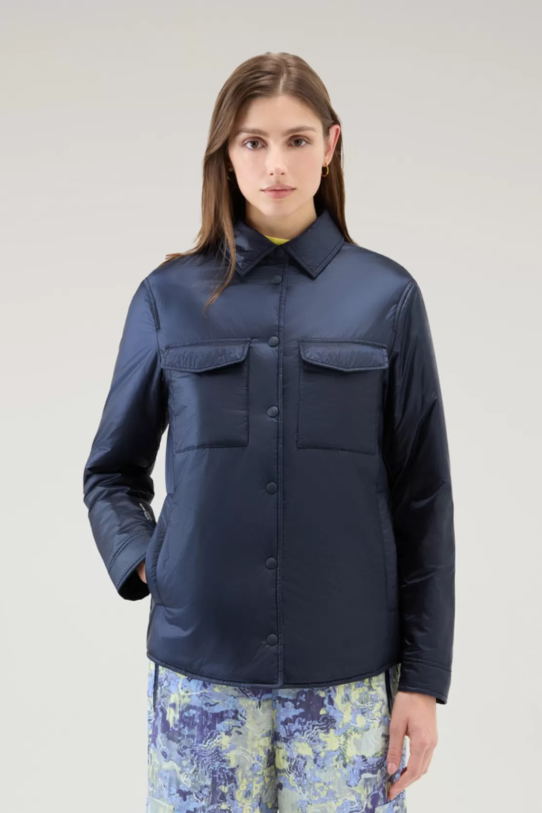 Woolrich Wattiertes Overshirt Aus Recyceltem Pertex Quantum Melton Blue Sale