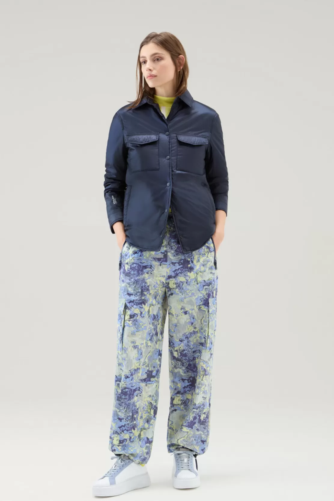 Woolrich Wattiertes Overshirt Aus Recyceltem Pertex Quantum Melton Blue Sale