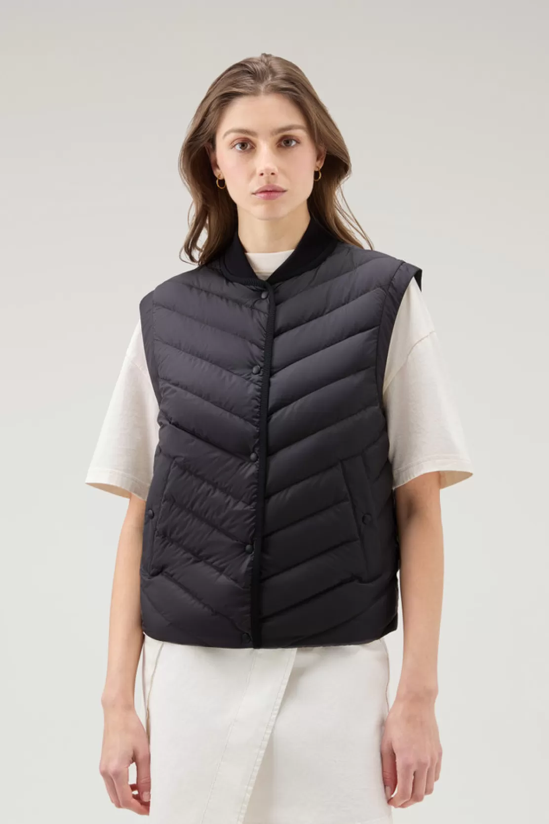 Woolrich Weste Aus Mikrofaser Mit Chevron-Steppung Black Outlet