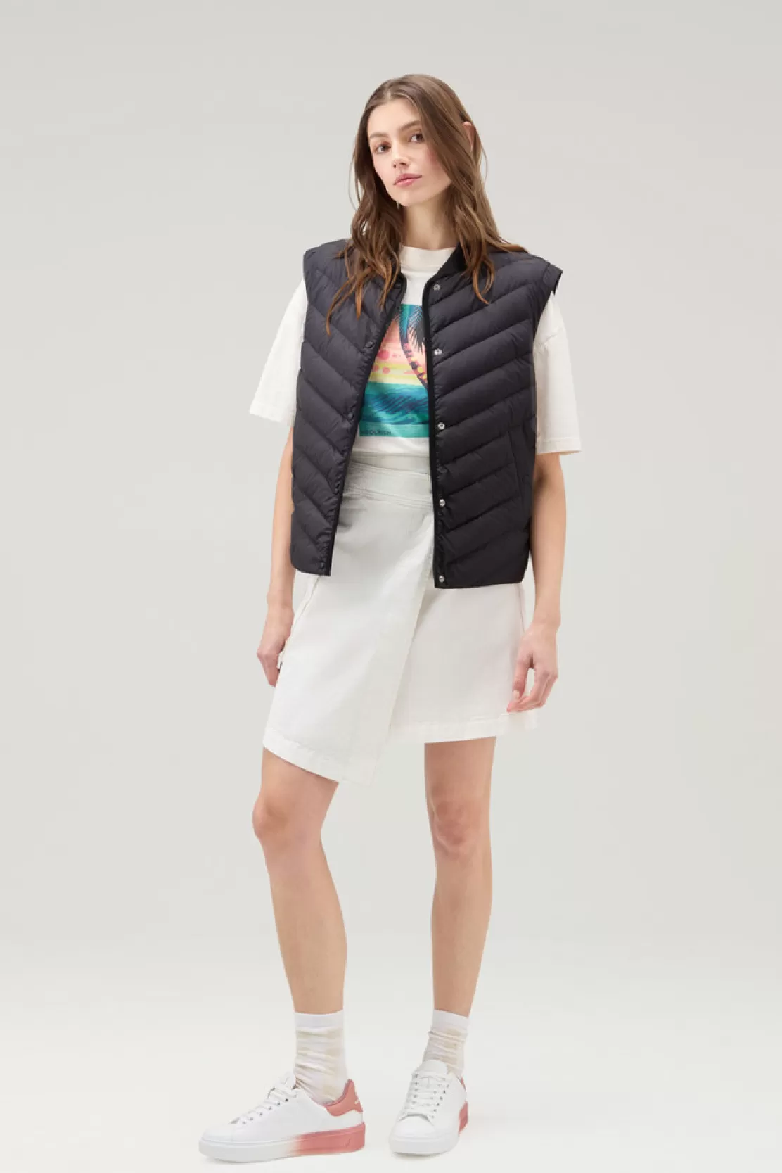 Woolrich Weste Aus Mikrofaser Mit Chevron-Steppung Black Outlet